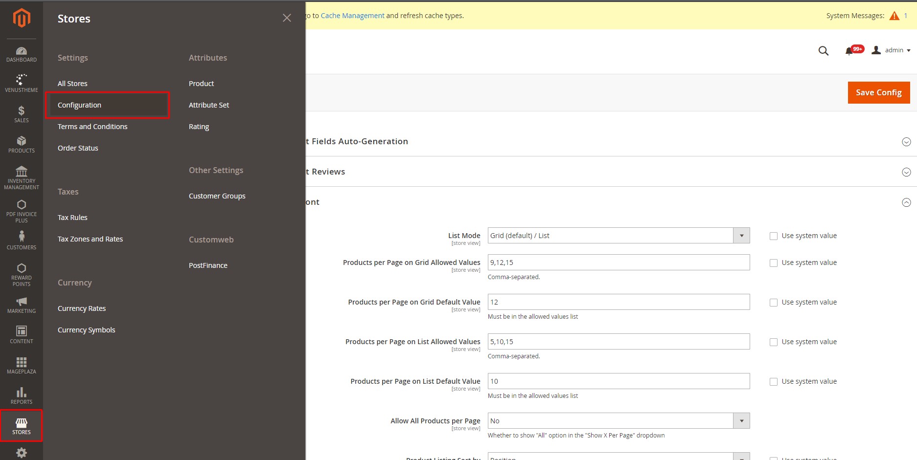 Adobe Commerce admin panel