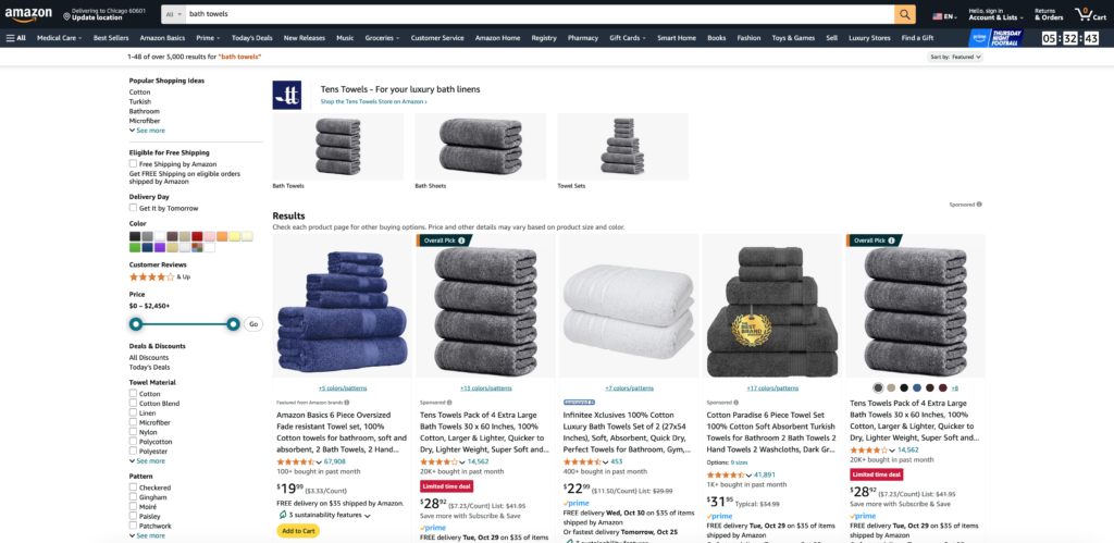 Amazon Marketplace sponsored products on search results page