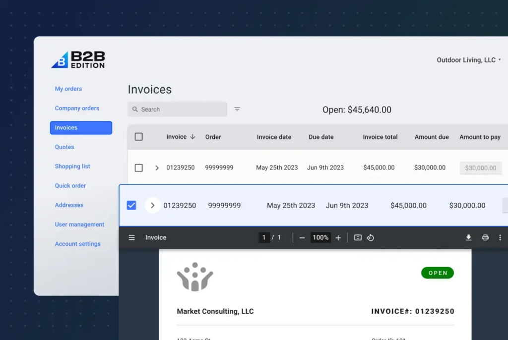 BigCommerce allows manufacturers to tackle the complexities of B2B, including invoicing.