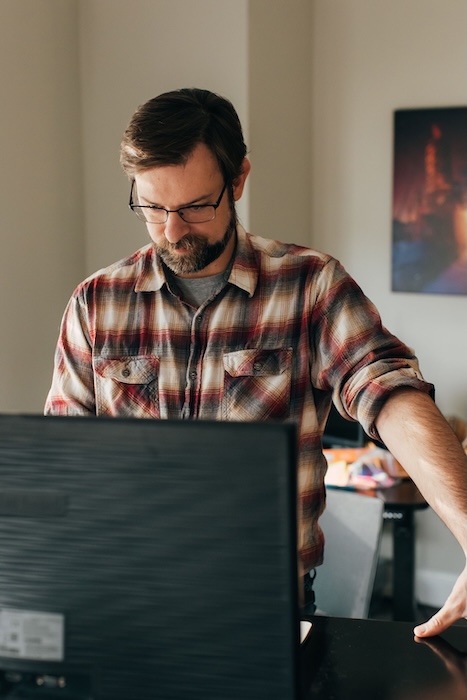 Man working on laptop